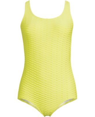 Women's Long Tugless Low Leg Textured One Piece Swimsuit
