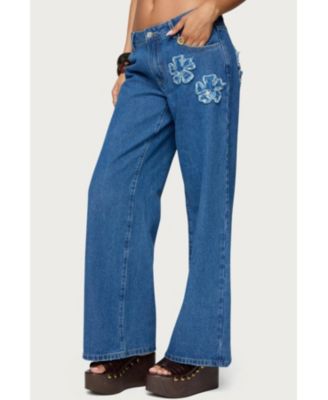 Women's Flower Patch Low Rise Jeans