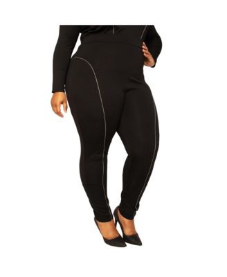 Plus Size High Rise Ponte Moto Style Leggings