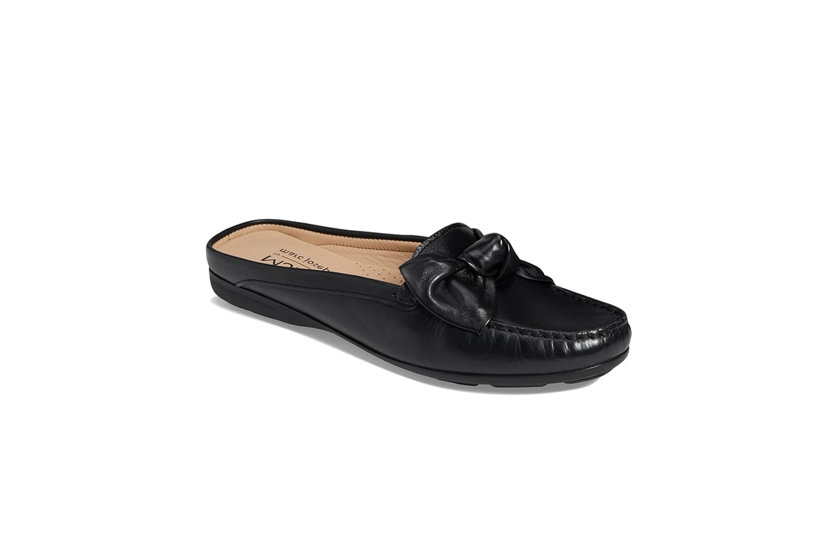 Womens Diane St Slip On Comfort Bow Mule - Cognac grainy