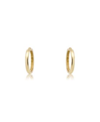 Gold Huggie Hoop Earrings 14K Yellow Gold 12 x 2 millimeters