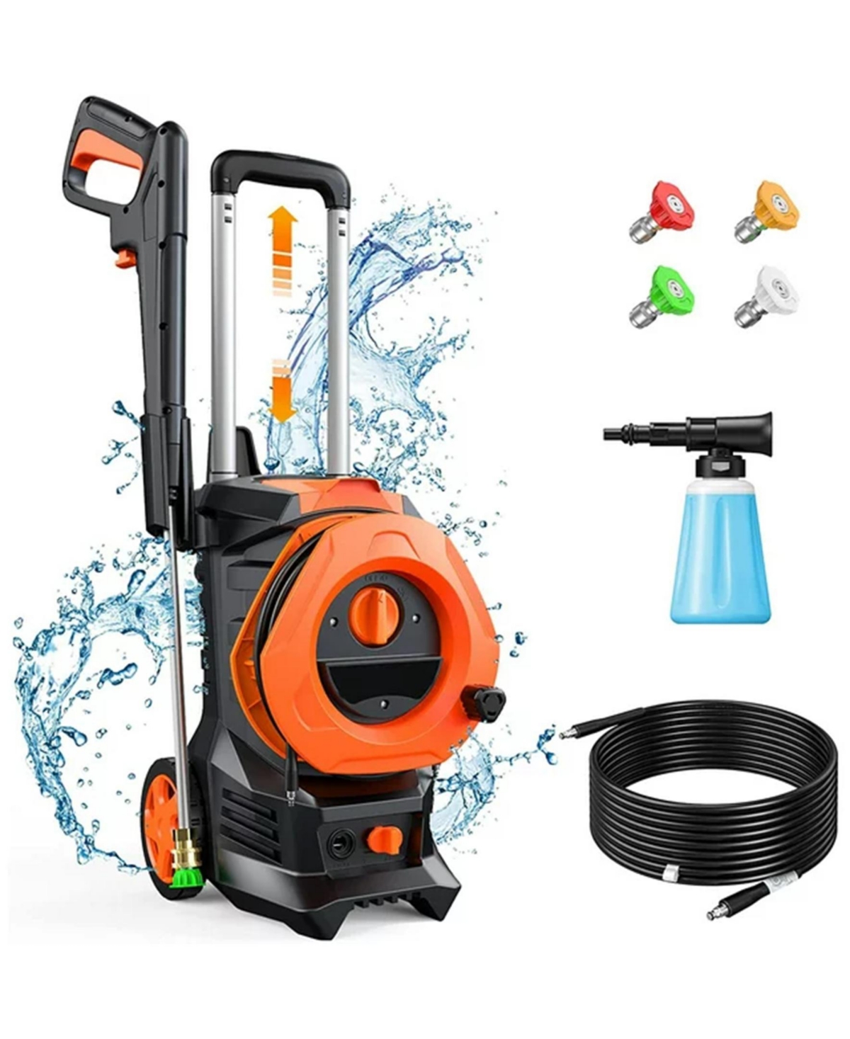 4000 Psi 2.5 Gpm Cold Water Electric Pressure Washer with 5 Nozzles and 500 ml Foam Cannon - Orange