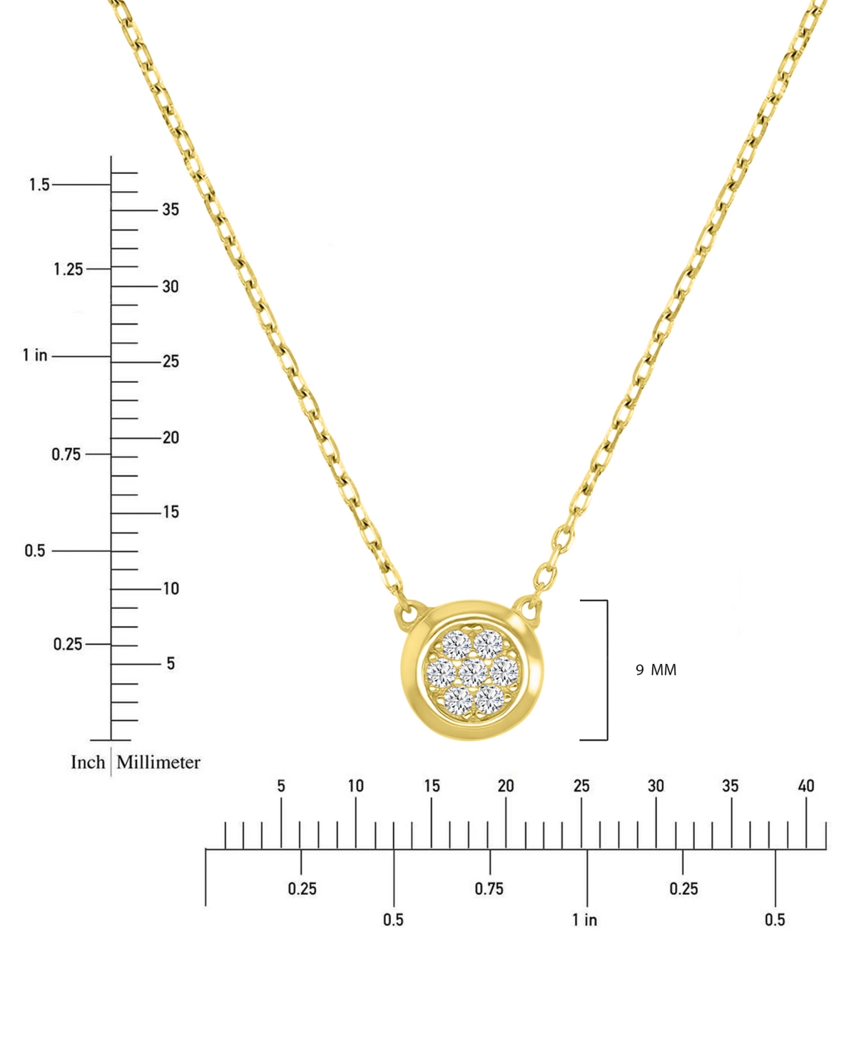 Macy's Cubic Zirconia Pave Circle Disc Pendant Necklace In 14k Gold-plated Sterling Silver, 18" In Yellow