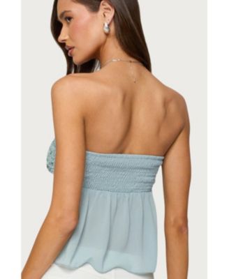 Women's Beadie Sheer Chiffon Strapless Top