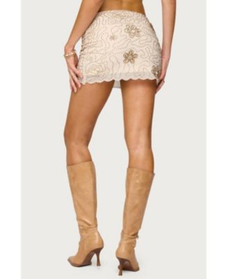Womens Astrid Beaded Mini Skirt