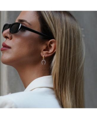 Gold Vermeil Hoop Sterling Silver Horseshoe Equestrian Earrings