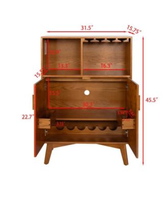 CASAINC 31.5" Cabinet with Wine Glass Holder & Wine Rack & Adjustable Shelf