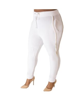 Plus Size Zipper Trim Jogger Pants