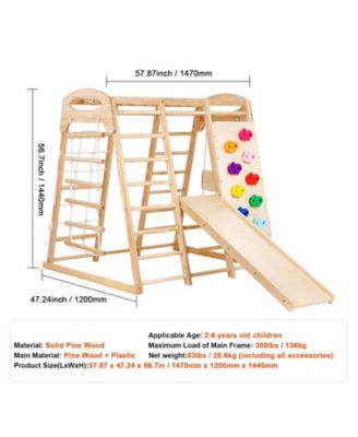 Toddler Indoor Jungle Gym 7-in-1 Climber with Rope Ladder Swing Slide and Wall