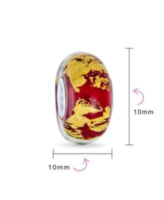 Murano Glass Charm Bead Red Green Purple Blue Gold Foil for European Bracelet