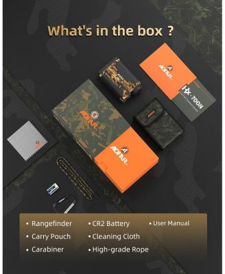 HX-700N Hunting Range Finder 700 Yards Waterproof Archery Rangefinder for Bow Hunting with Range and Speed Mode, Free Battery, Carrying Case
