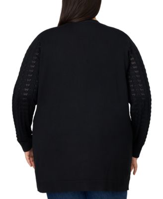 Plus Size Pointelle Cardigan Sweater