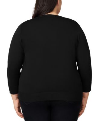 Plus Size 3/4-Sleeve Cardigan Sweater
