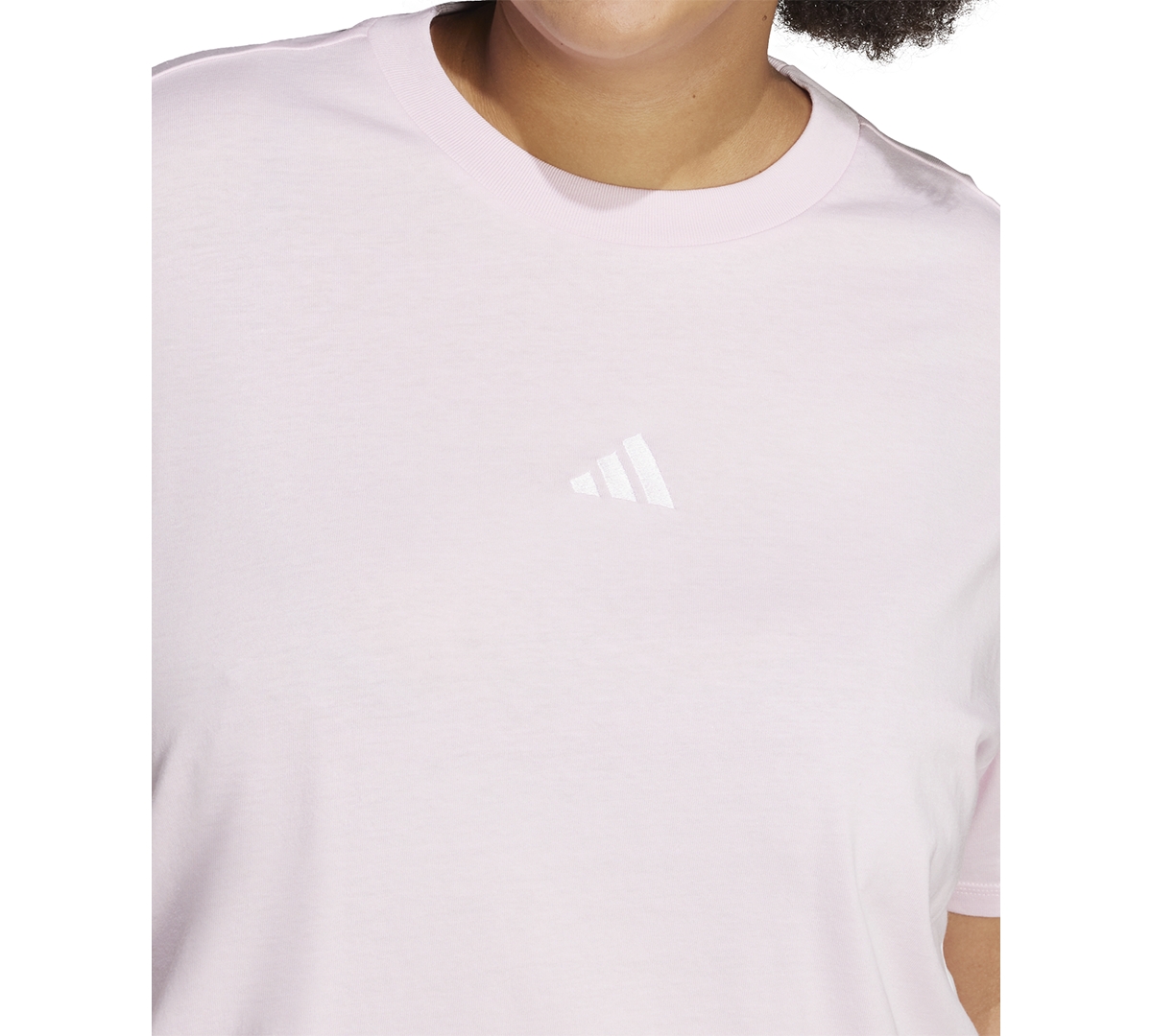 Adidas Originals Plus Size Essentials Cotton Crewneck Short-sleeve Logo T-shirt In Pink