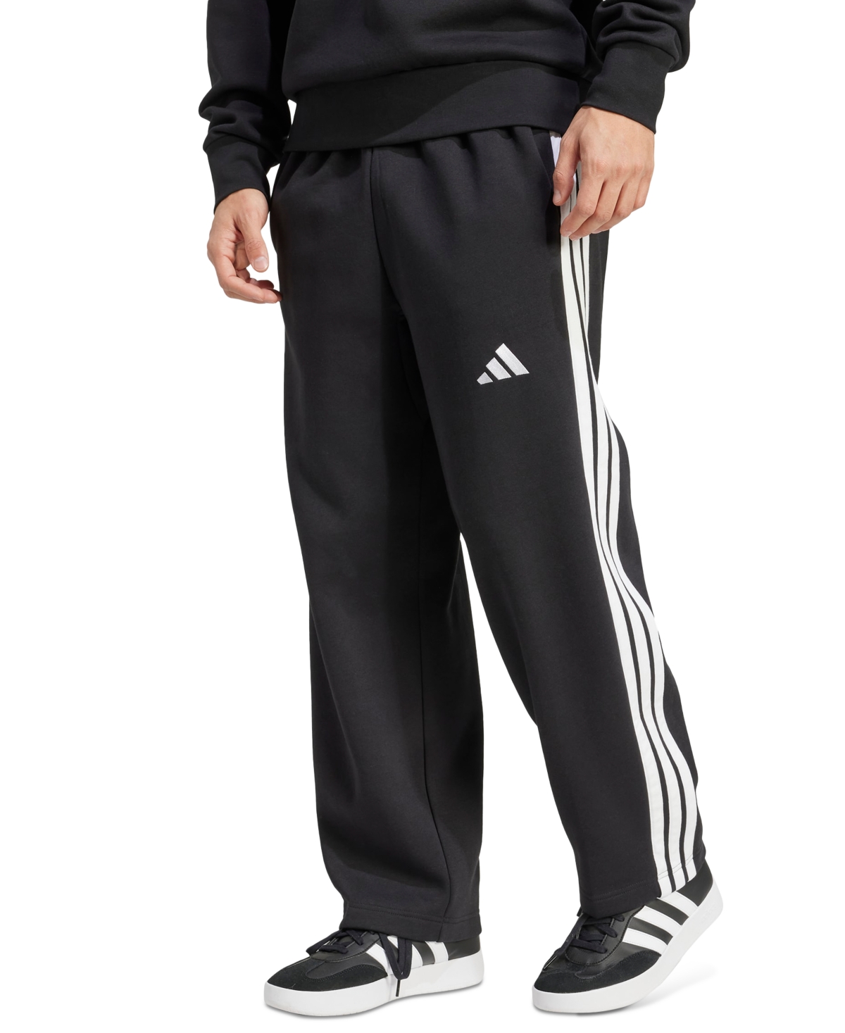 adidas Men's Wide-Leg 3-Stripes Fleece Pants