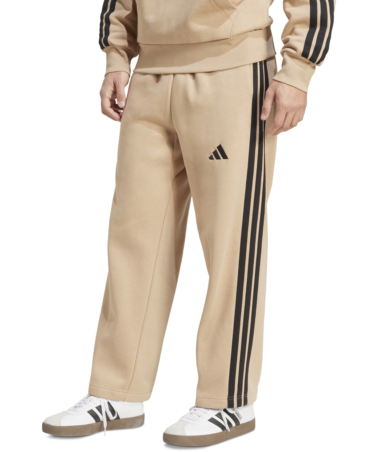 adidas Men's Wide-Leg 3-Stripes Fleece Pants