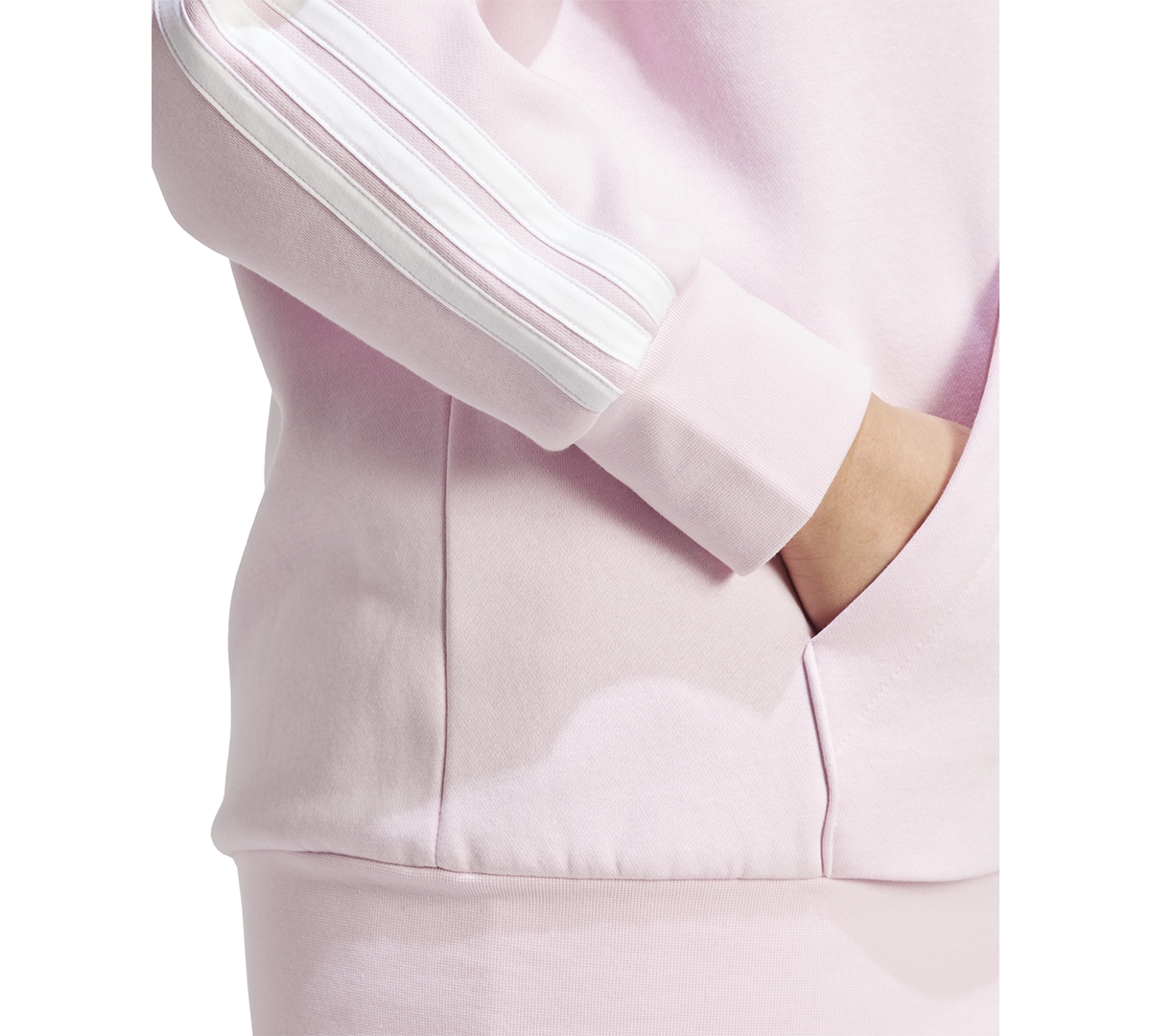 Adidas Originals Plus Size Essentials 3-stripes Full-zip Fleece Hoodie In Pink