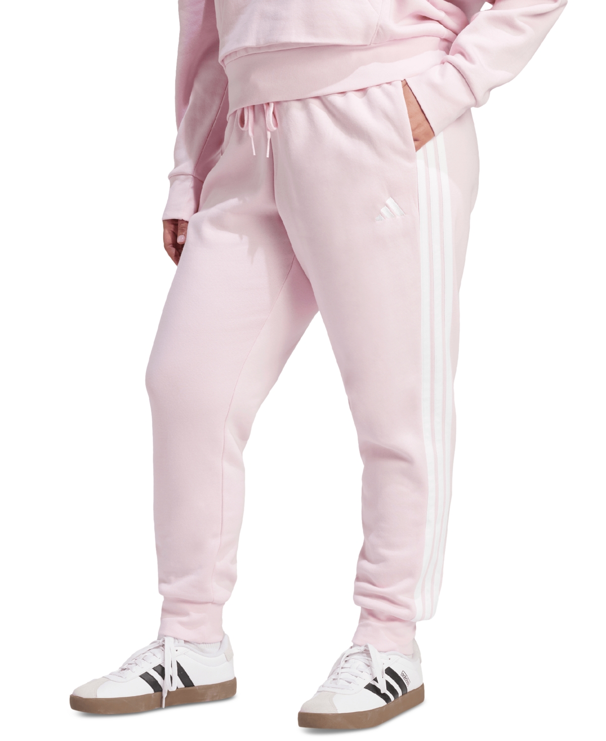 Adidas Originals Plus Size Essentials 3-stripes Fleece Slim Pants In Pink