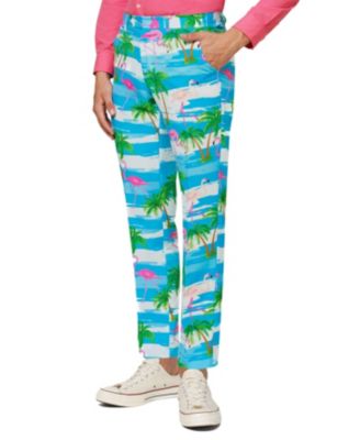 Men's Flamingo Print Costume - Slim Fit - Includes Matching Blazer Jacket - Pants & Tie - Tropical Party Costumes