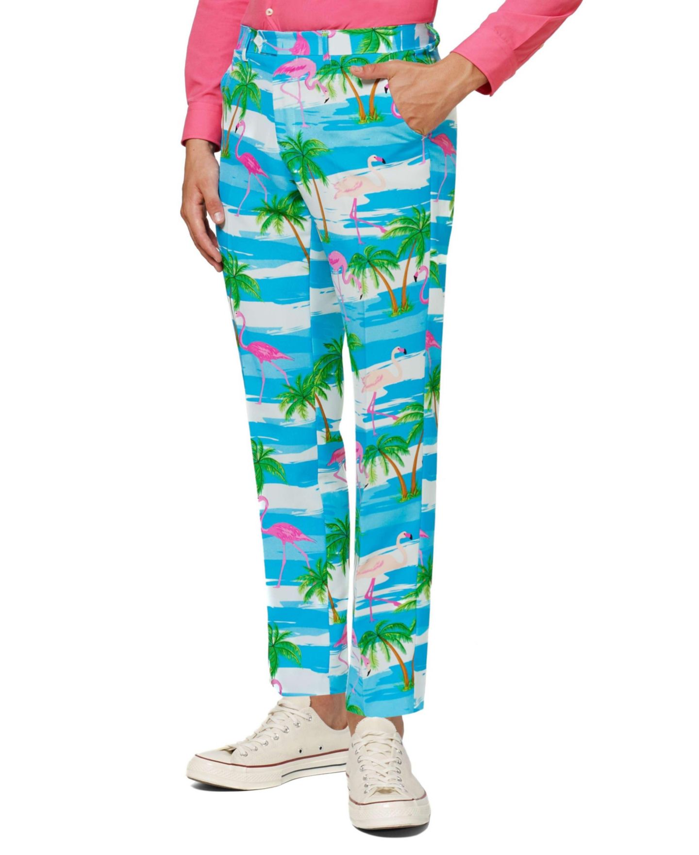 Мужские брюки OppoSuits Flamingo Print Costume - Slim Fit - Includes Matching Blazer Jacket - Pants & Tie - Tropical Party Costumes, цвет: Разноцветный — фото 3