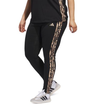 adidas - Plus Size Animal-Print 3-Stripes High-Rise Full-Length Leggings