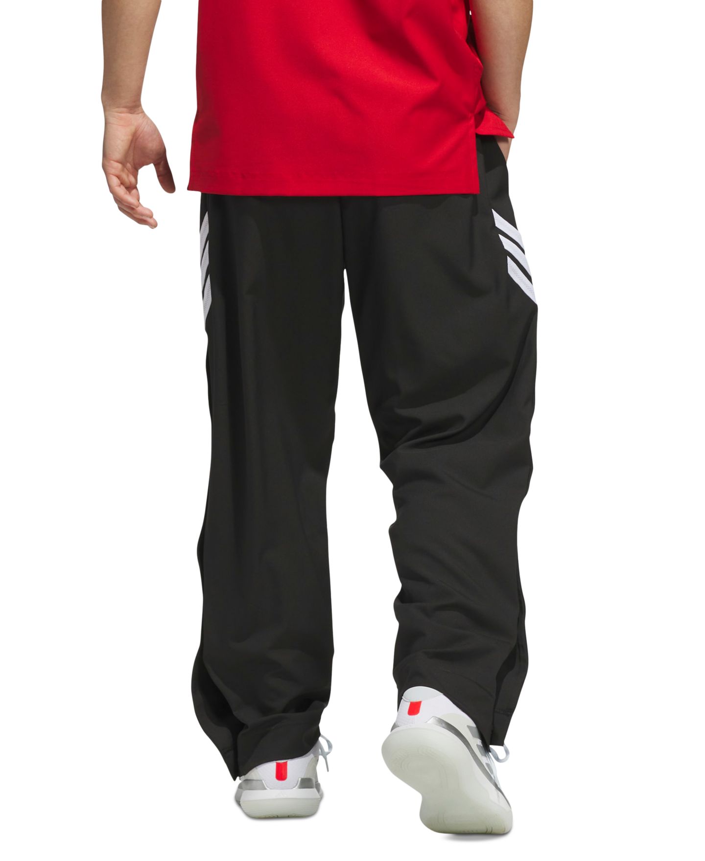 Мужские брюки adidas Three-Stripe Woven Snap, цвет: Чёрный — фото 3