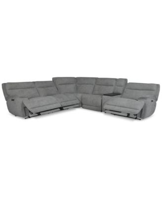 Ozryn 6-Pc. Fabric Sectional with Console and 3 Power Motion Chairs, Exclusively at Macy's