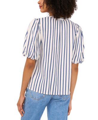 Women's Puff-Sleeve V-Neck Top