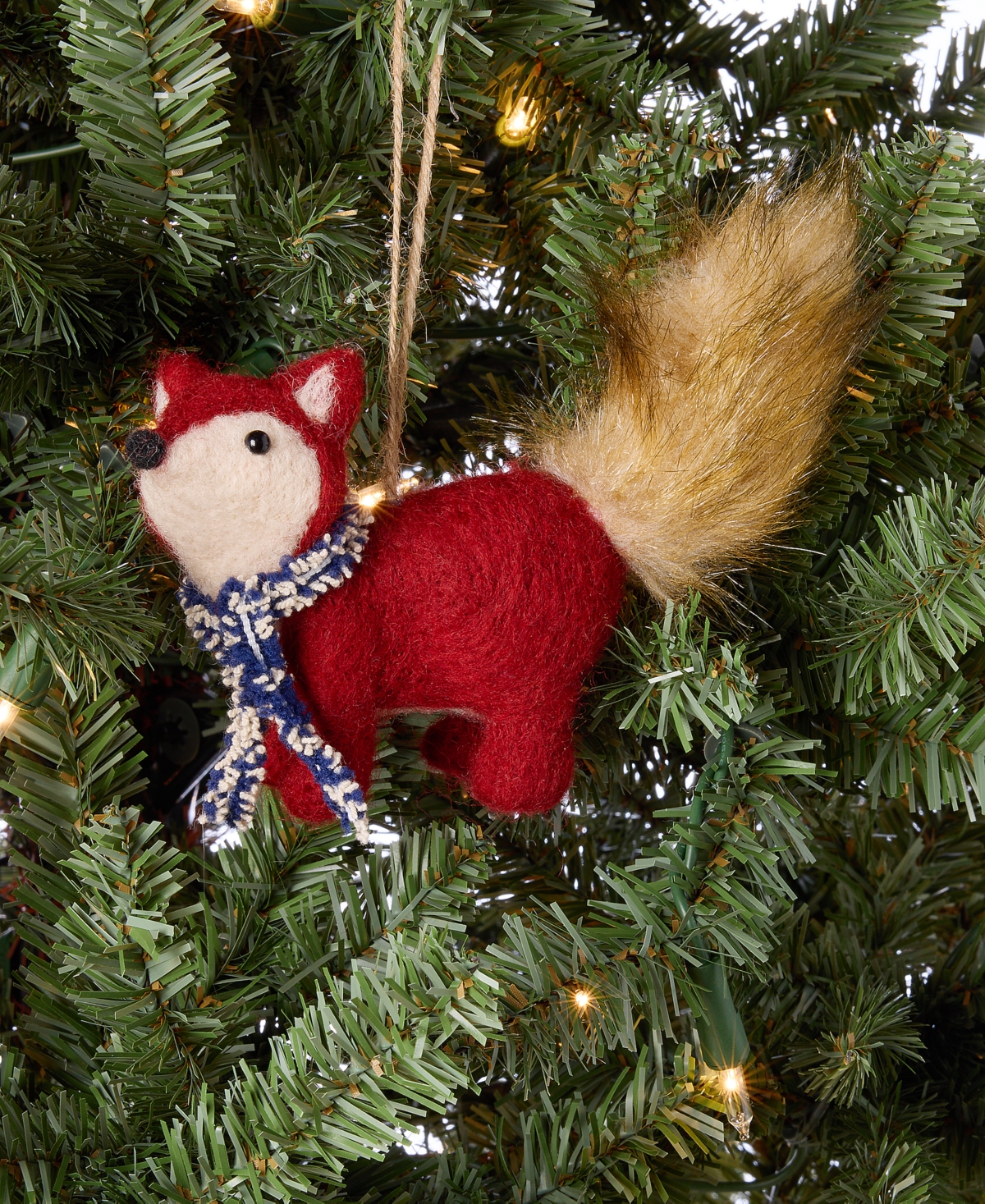 Holiday Lane Tiny Tidings Felted Fox Ornament, Macy's Exclusive In Red