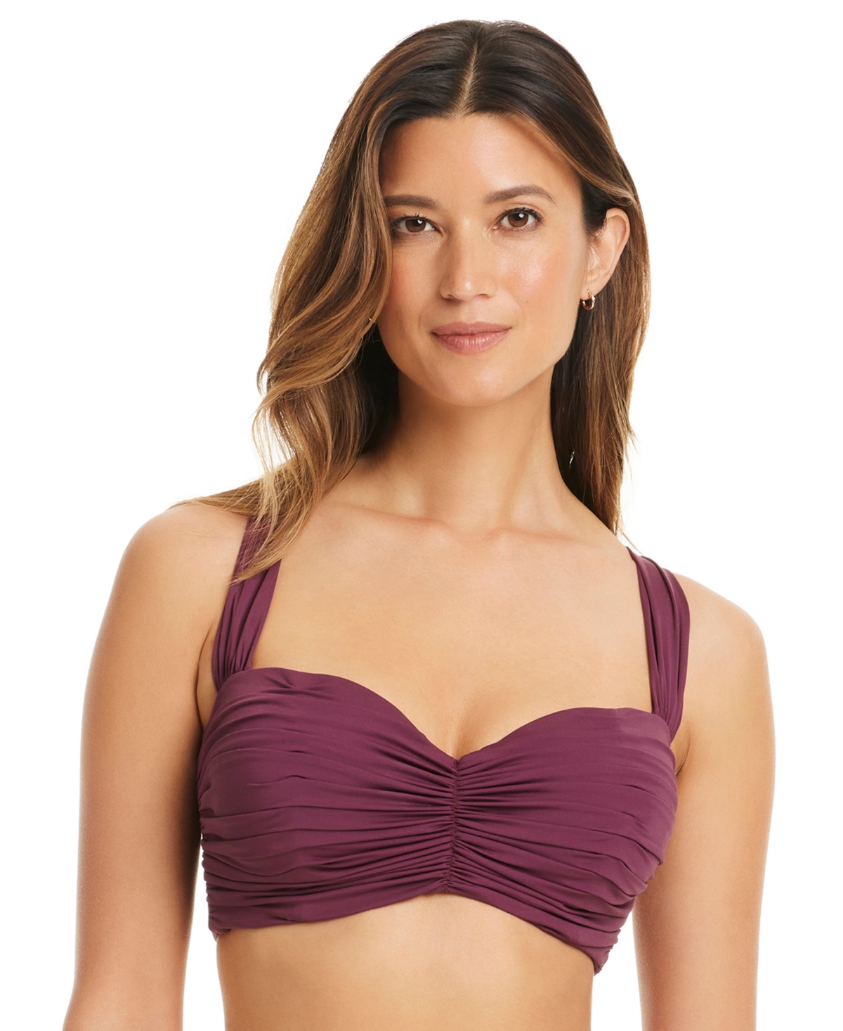 Bleu Rod Beattie Shirred Underwire D-Cup Bikini Top - Plum
