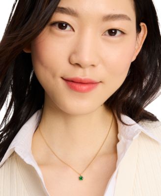 Cubic Zirconia Square Pendant Necklace, 16" + 3" extender