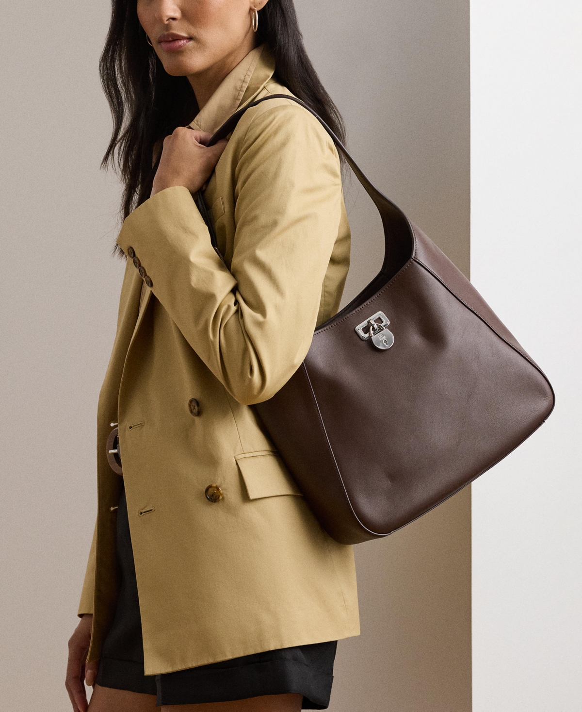 Leather Medium Tanner Shoulder Bag - Dark Hickory