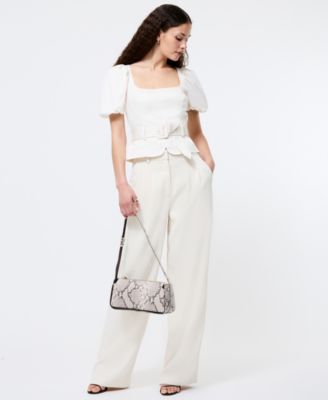 Women's Sateen Puffed-Sleeve Top