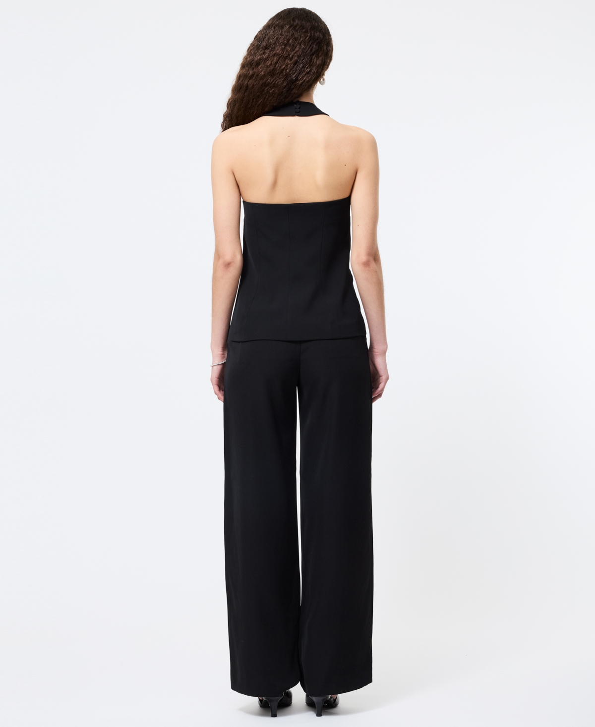 French Connection Harry Suiting Crisscross Halter Top In Black