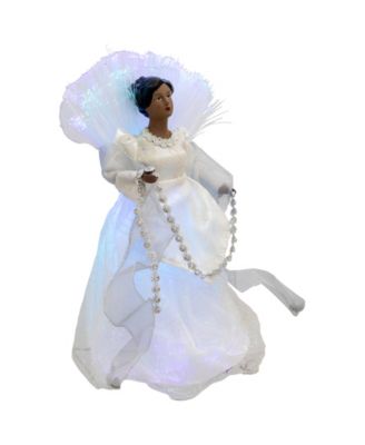 12" Lighted Fiber Optic African American Angel Christmas Tree Topper