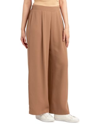 Juniors' Pleated Pull-On Wide-Leg Pants