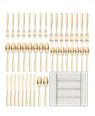 Ornative Kaede 42-Pc. Flatware Set with Wire Caddy, Service for 8 - Macy's