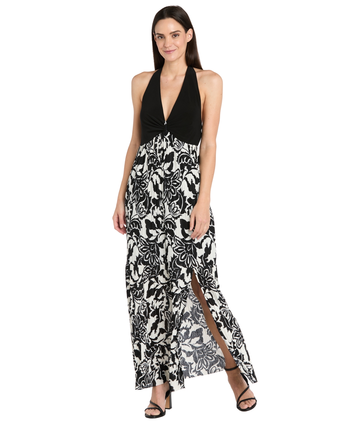 R & M Richards Women's Printed Halter Maxi Dress In Multi