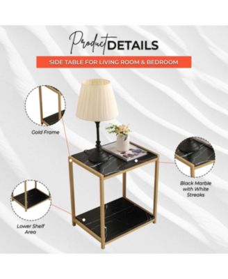 Lily Side End Table Nightstand with Shelf - Modern & Stylish Bedside Table with Storage Shelf