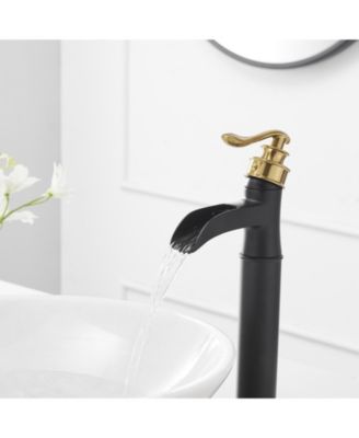 Waterfall Single Hole Single Handle Bathroom Vessel Sink Faucet with Pop-up Drain Assembly