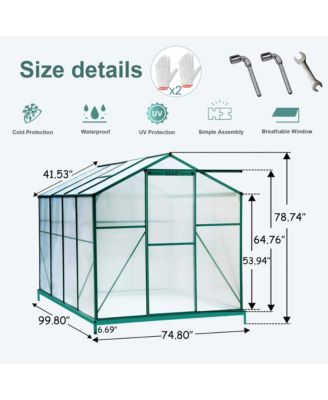 6'x8' Heavy Duty Polycarbonate Greenhouse for Backyard