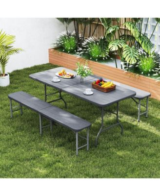 2PCS 6 ft Plastic Folding Bench Portable Fold-in-Half Seat w/ 1320 LBS Capacity