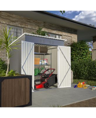 6'x4' Galvanized Steel Outdoor Storage Shed with Lockable Door