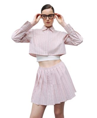 Women's Striped Pleated Mini Skirt