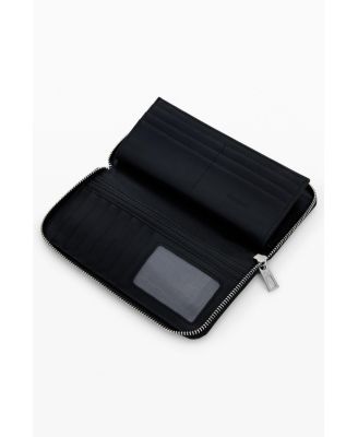 Women's Large faux leather wallet with buckles