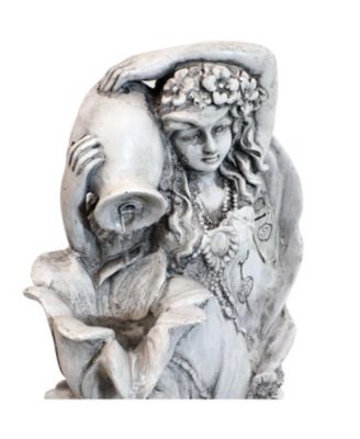 Outdoor Polyresin Fairy Flower Solar Powered Water Fountain Feature with Battery Backup - 42"