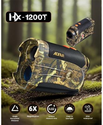 HX-1200T Range Finder for Hunting Archery, 1200 Yards with Angle and Horizontal Distance, Shooting Wild Waterproof Coma Rangefinder, 6X 25mm
