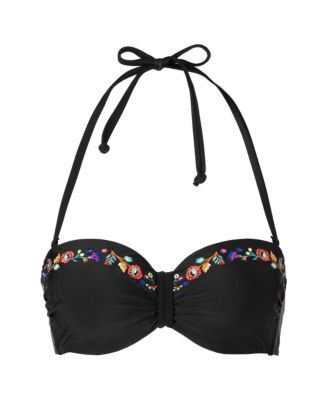 Women's Floral Trim Bandeau Bikini Swimsuit Top Bra Sizing