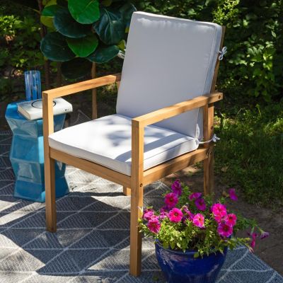 Rodanthe Acacia Wood Outdoor Dining Armchairs with Cushions - 2pk - Natural/Bone White
