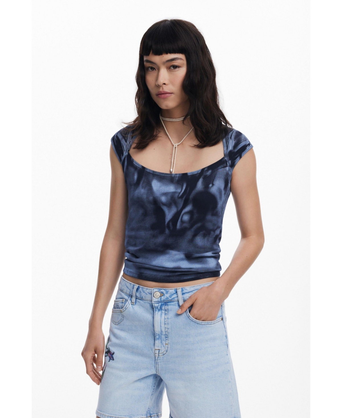 Women's Short-sleeve gradient T-shirt - Blue